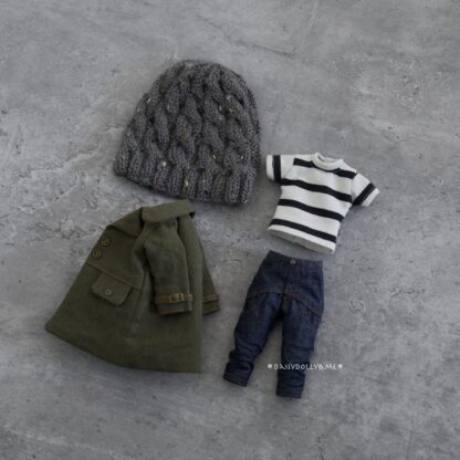 Jacket, Short Sleeve T-Shirt, Lightweight Denim Pants, Knitted Hat - Image 4
