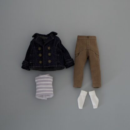 Double Breasted Denim Blazer, No Sleeve Cropped T-shirt, Crop Pants, Ankle socks - Image 2