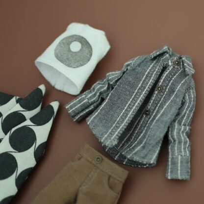 Long Sleeve Collar Cotton Shirt, No Sleeve Crop Top, Skinny Pants, Head Band - Image 4