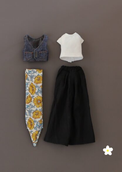T-shirt, Vest, Wide Pants, Head Scarf Set