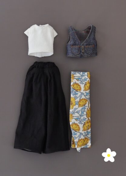 T-shirt, Vest, Wide Pants, Head Scarf Set