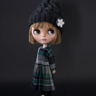 Long Sleeve Dress, Cropped Leggings, Knitted Beanie with Original DD&M Button