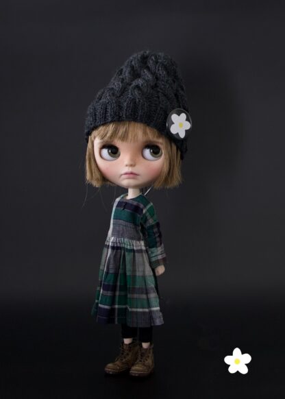 Long Sleeve Dress, Cropped Leggings, Knitted Beanie with Original DD&M Button