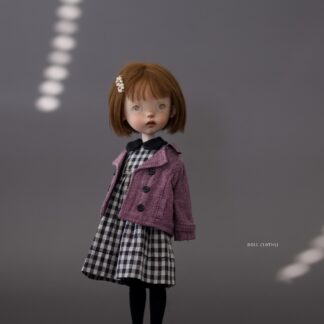 Double Breasted Blazer, Short sleeve dress, Over knee High Socks, Beaded Flower Hair Pin