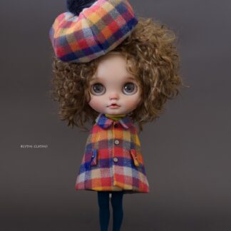 Cape, Turtle Neck Long Sleeve Shirt, Mini Skirt, Long Socks, Beret