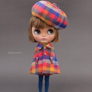 Cape, Turtle Neck Long Sleeve Shirt, Mini Skirt, Long Socks, Beret